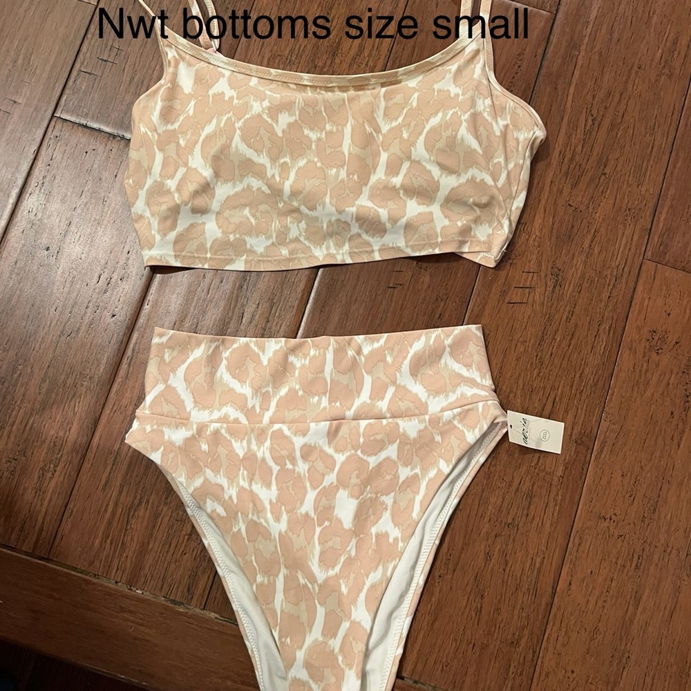 Aerie High Waisted Animal Print 2 piece swim set